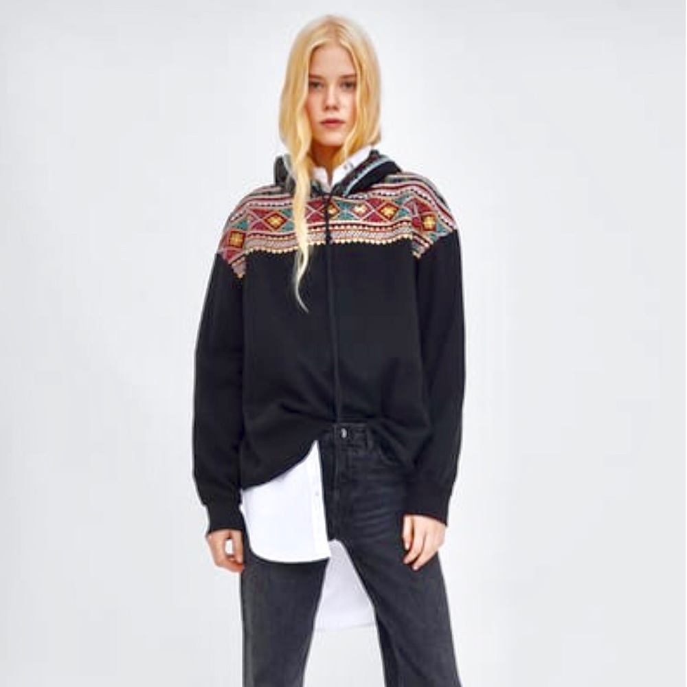 Zara Embroidered Sweatshirt Hoodie
